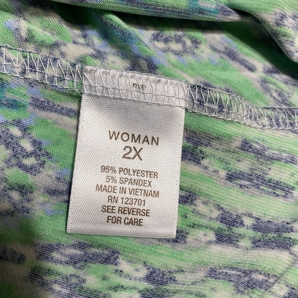 Roz & Ali tunic top polyester spandex blue green abstract print 2X soft - Picture 7 of 8